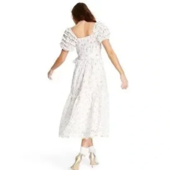 🎀 LoveShackFancy Clementine Floral Eyelet Ruffle Tiered Midi Dress 16 XL - Picture 3 of 16